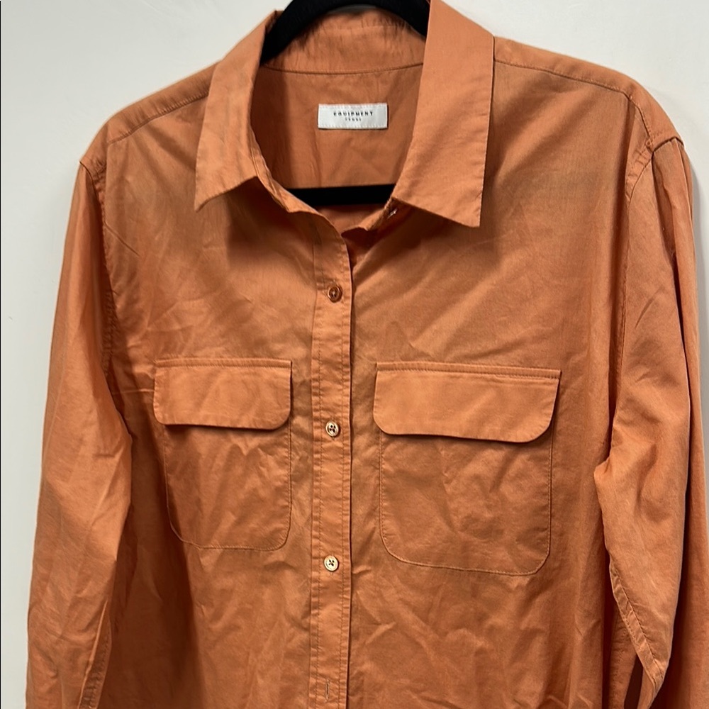 Equipment Orange Button Down Shirt L - Picture 3 of 5